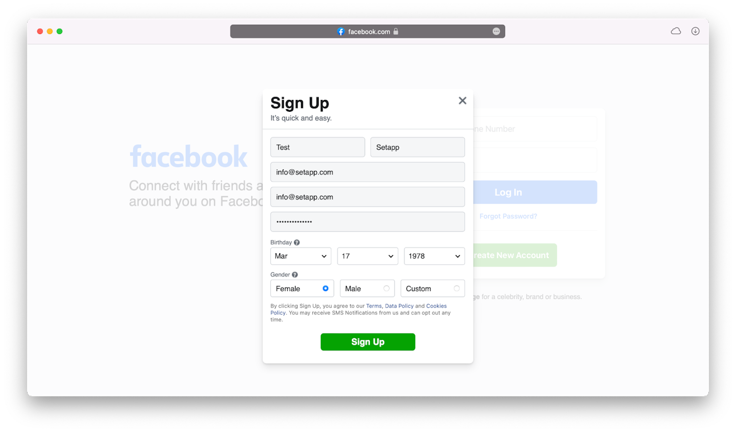 How to create new Facebook accounts on Mac