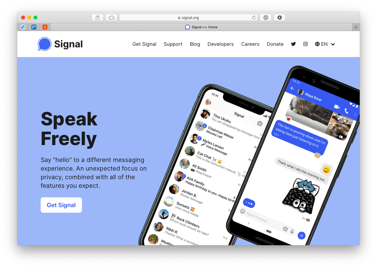 Signal secure messaging app Mac