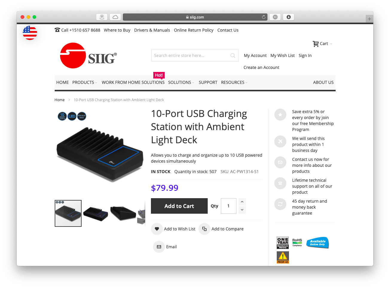 SIIG 10 device USB charging station