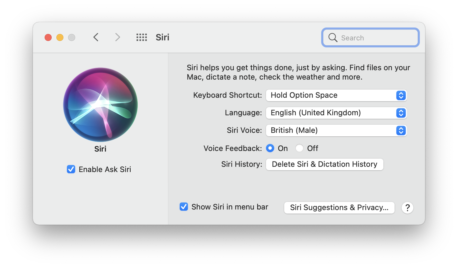 Enable Siri on Mac