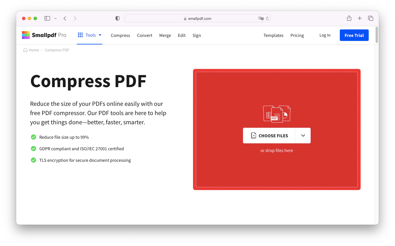 Compress PDF using online tools