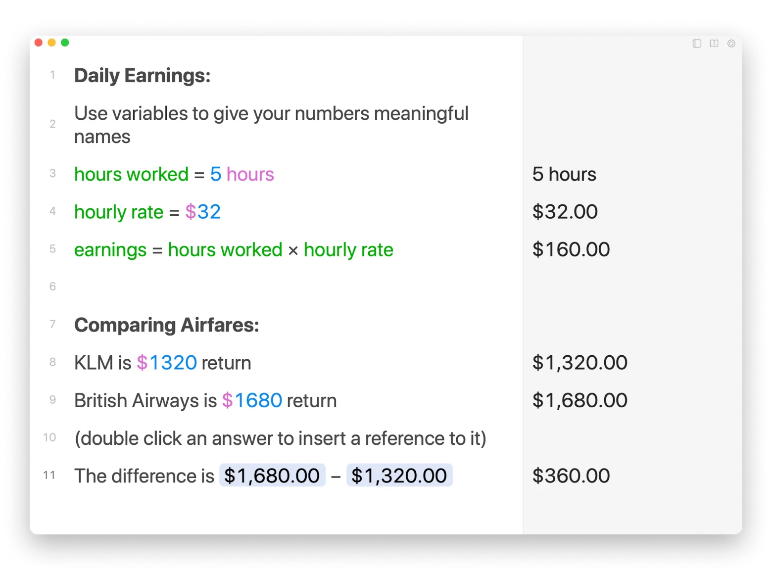 Soulver advanced calculator