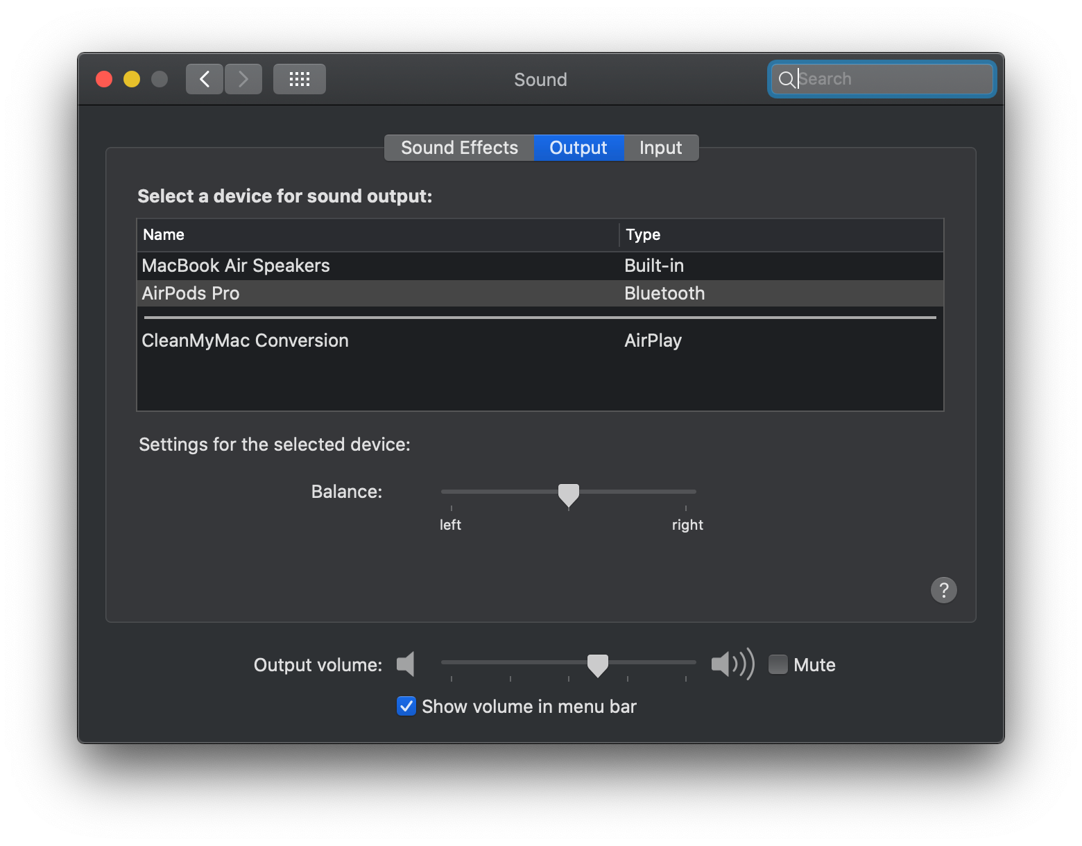 AirPods as the output device AirPods as the output device