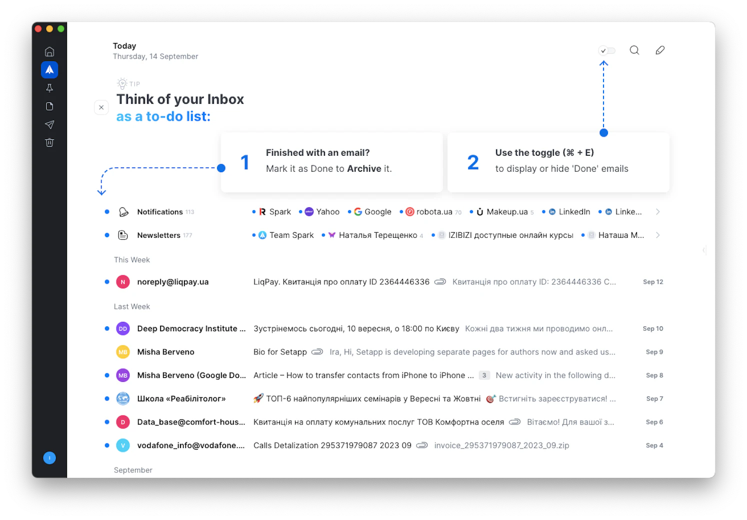 Spark Mail features