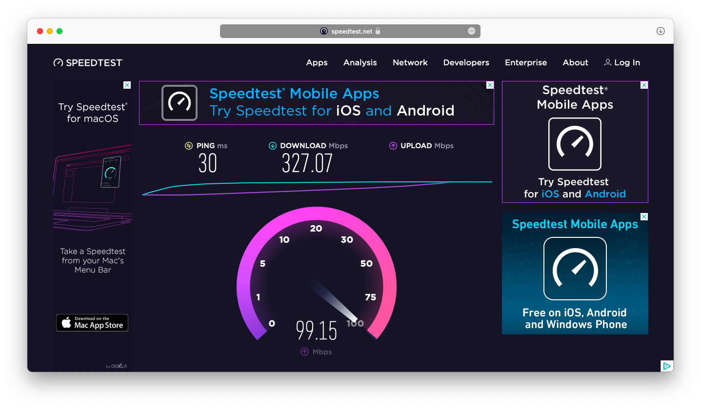 speedtest Mac internet