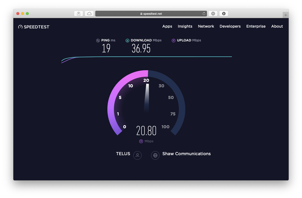 speedtest measure Internet speed Mac