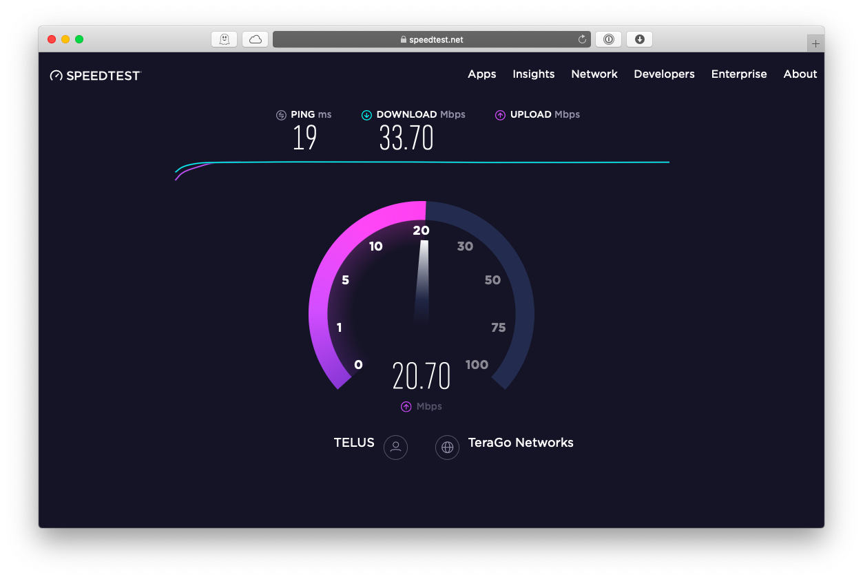 SpeedTest test Internet connection Mac