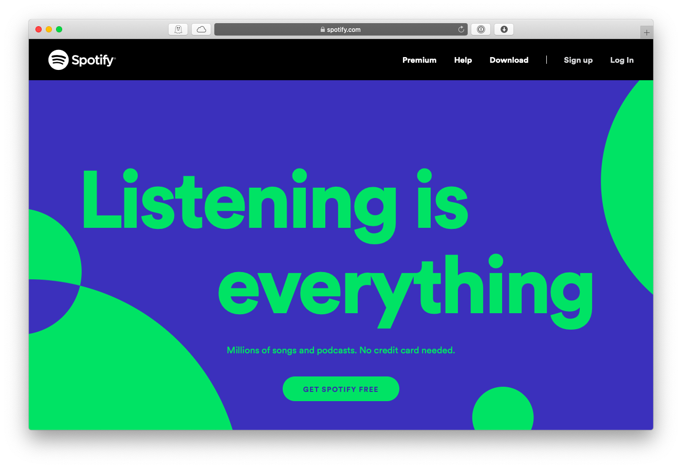 Spotify web music streaming service