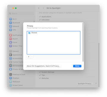 exclude locations from Spotlight search