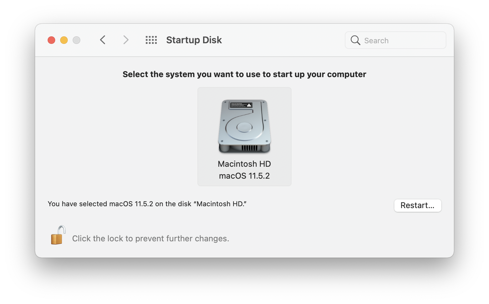 Select the system you want to use to start up your computer