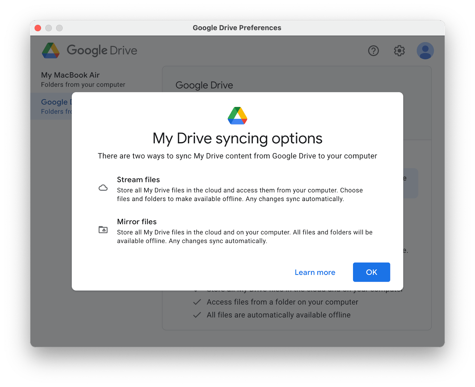 google drive sync app mac