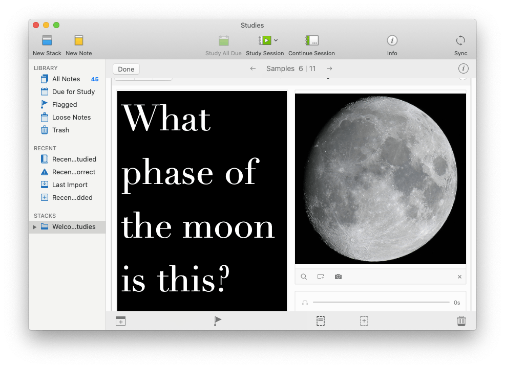 Studies flashcards Mac app