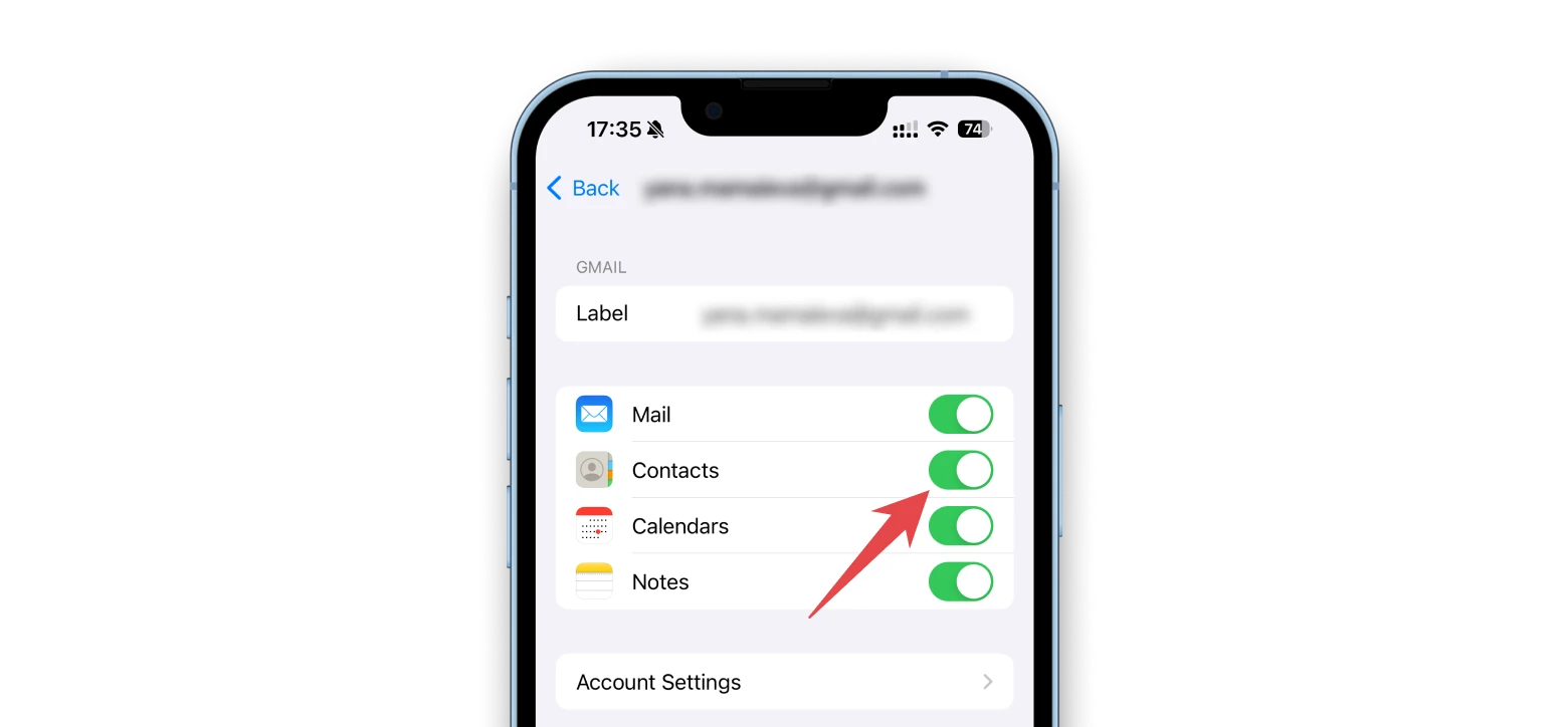 sync gmail contacts on iPhone
