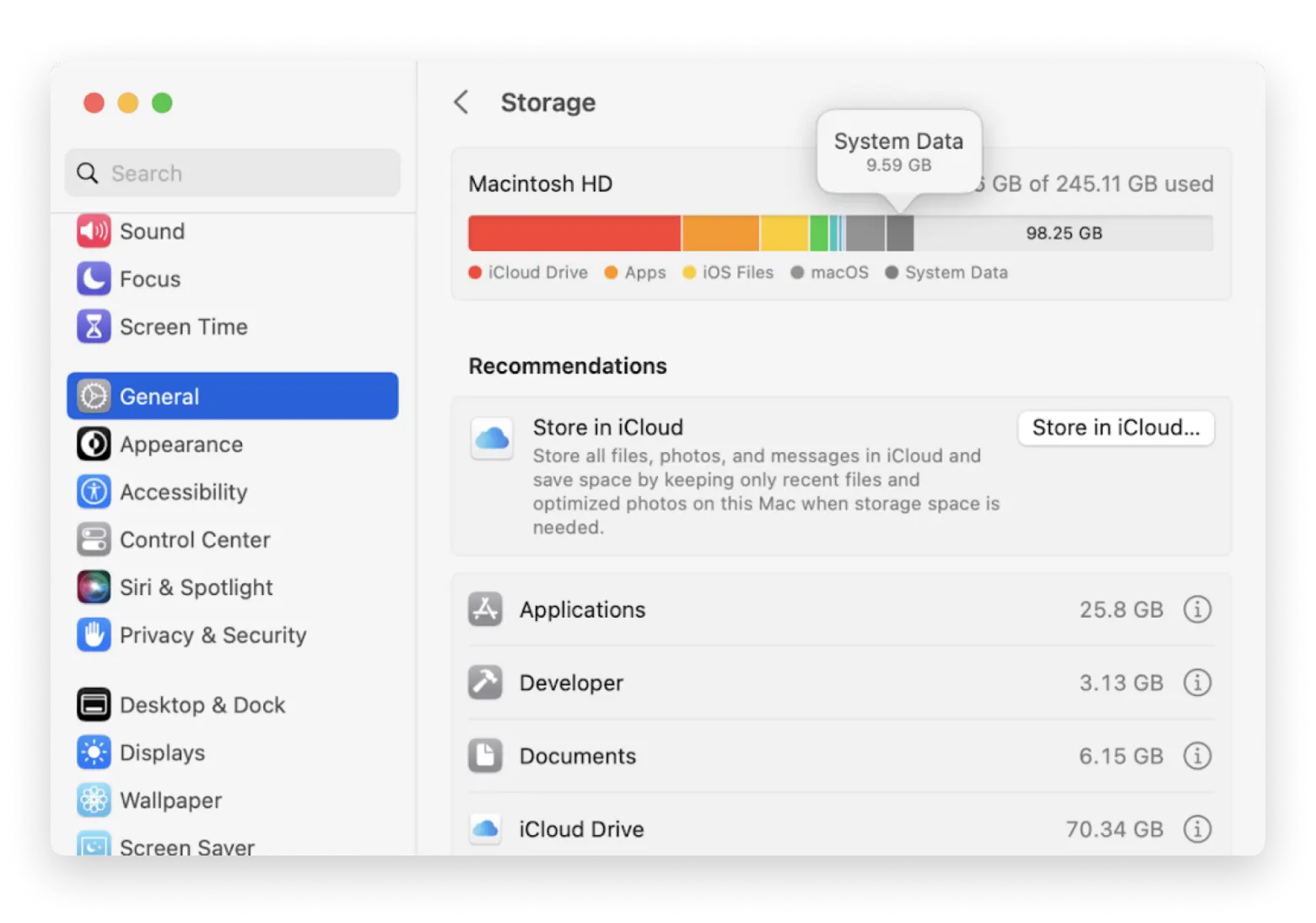 system data mac storage