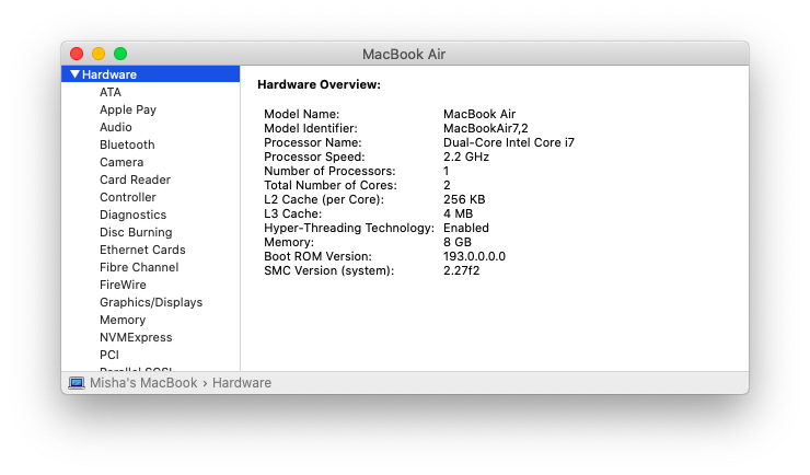 system information menu macOS
