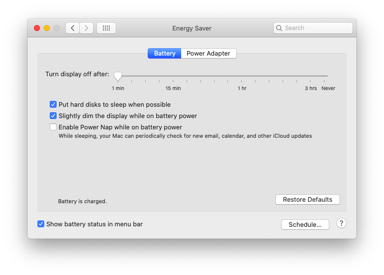 System Preferences Mac energy saver