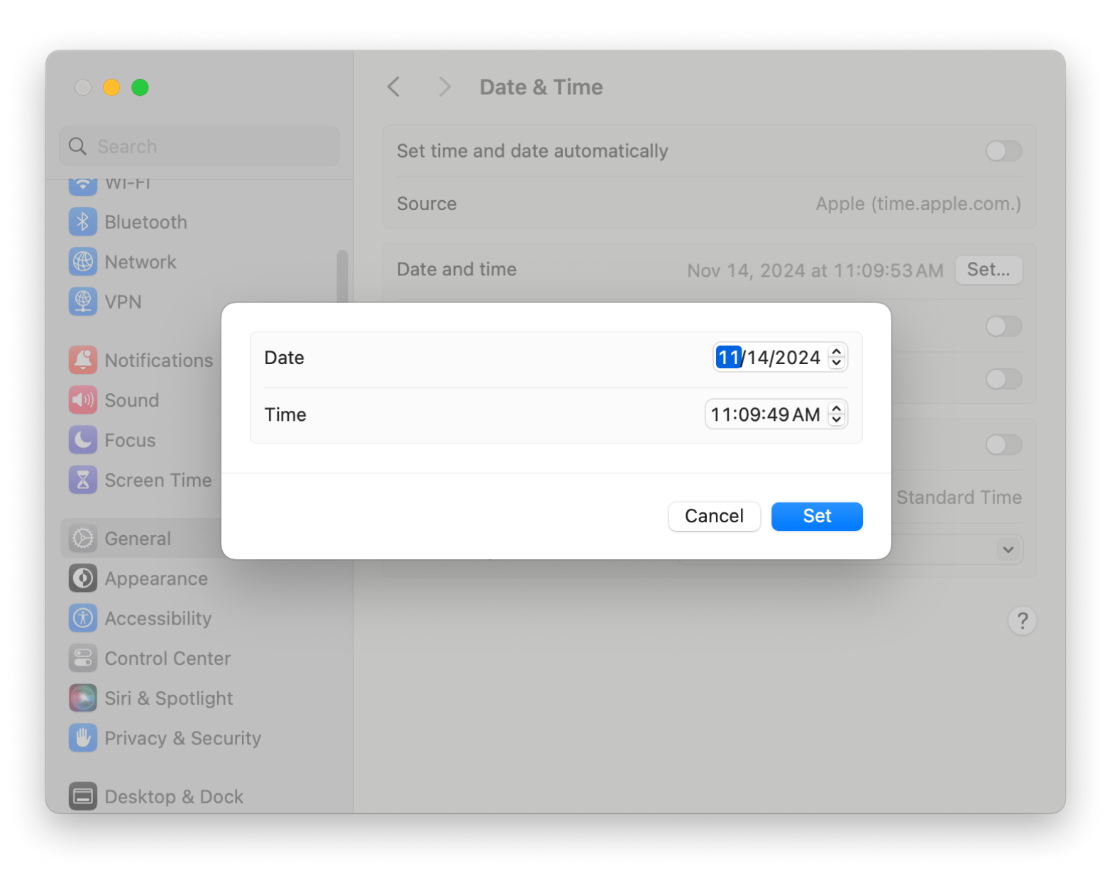 system settings manual date and time