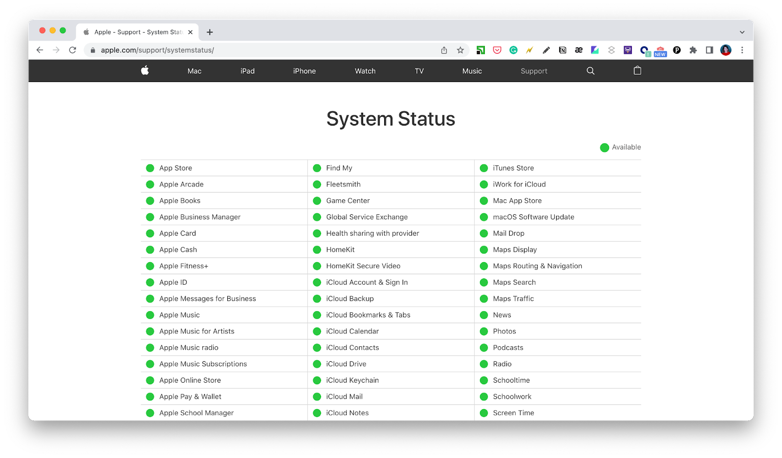 system status apple