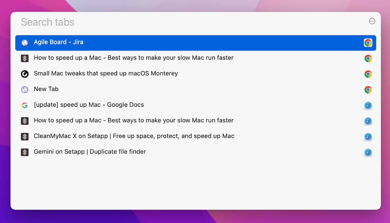 tab finder mac