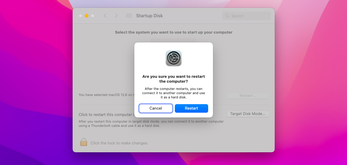 Restart the target Mac