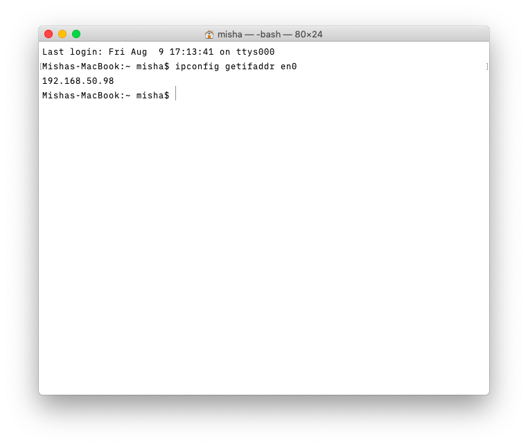 terminal command to find mac address