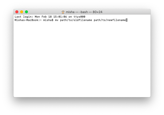 how do you rename a file in bash on mac