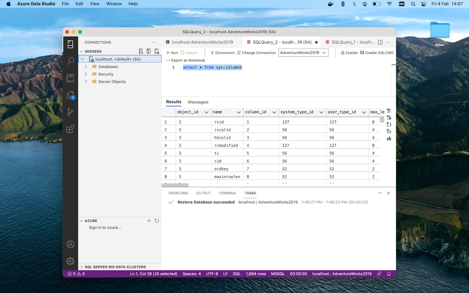 test sql query