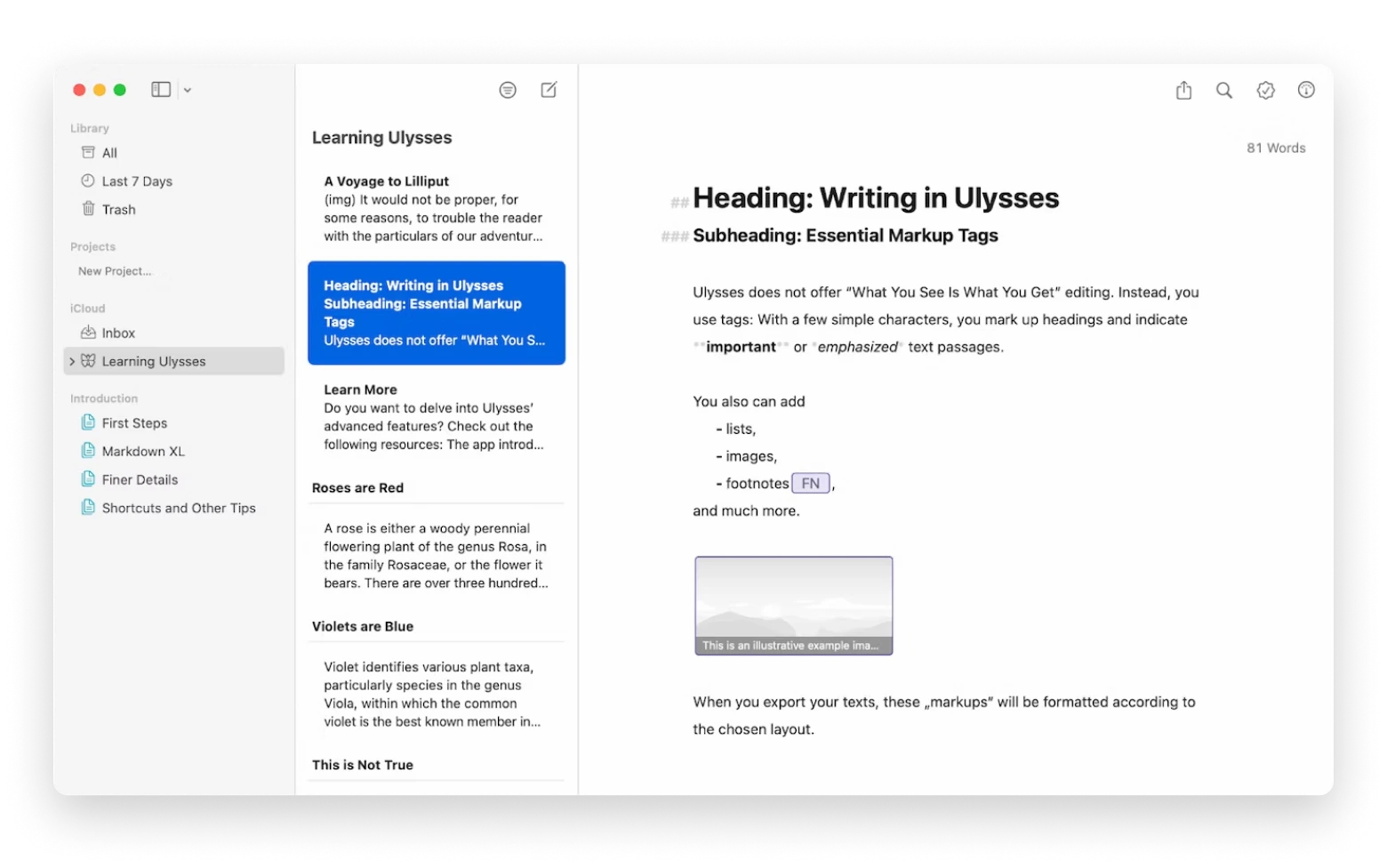 Ulysses writing app macOS
