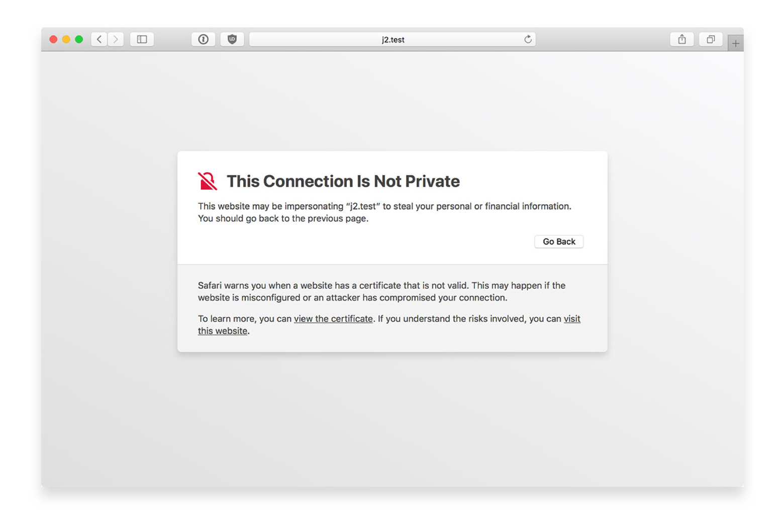 Erro de conexão não privada no Safari