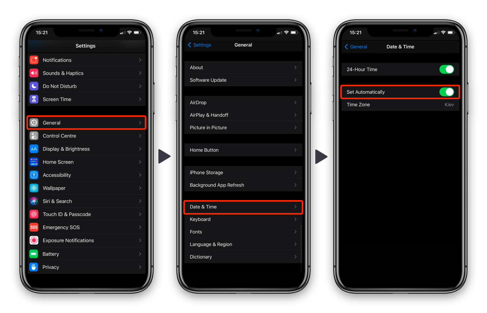 set data and time iphone