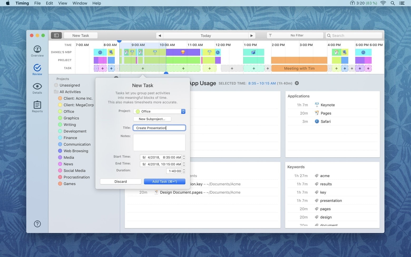 Timing app time tracking Mac