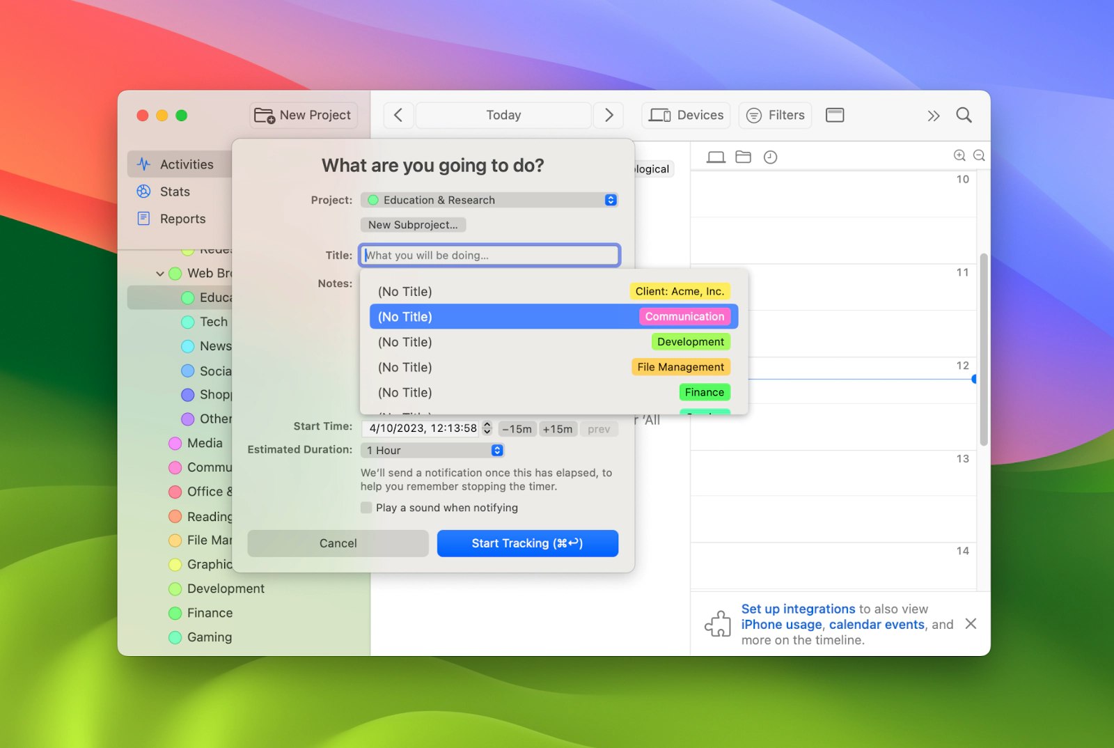 time management app for Mac
