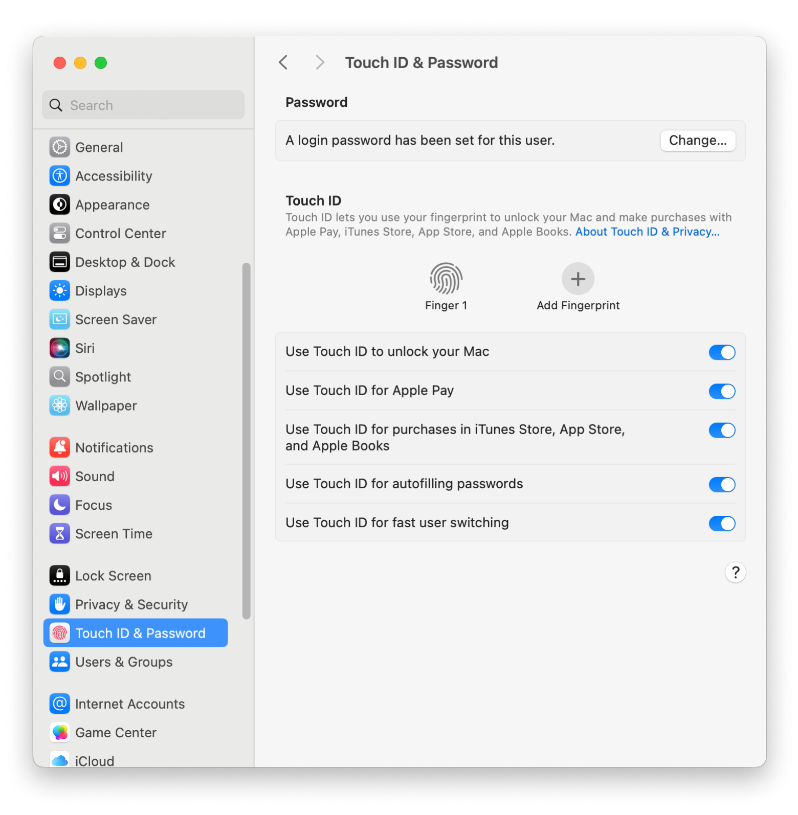 set up Touch ID on Mac