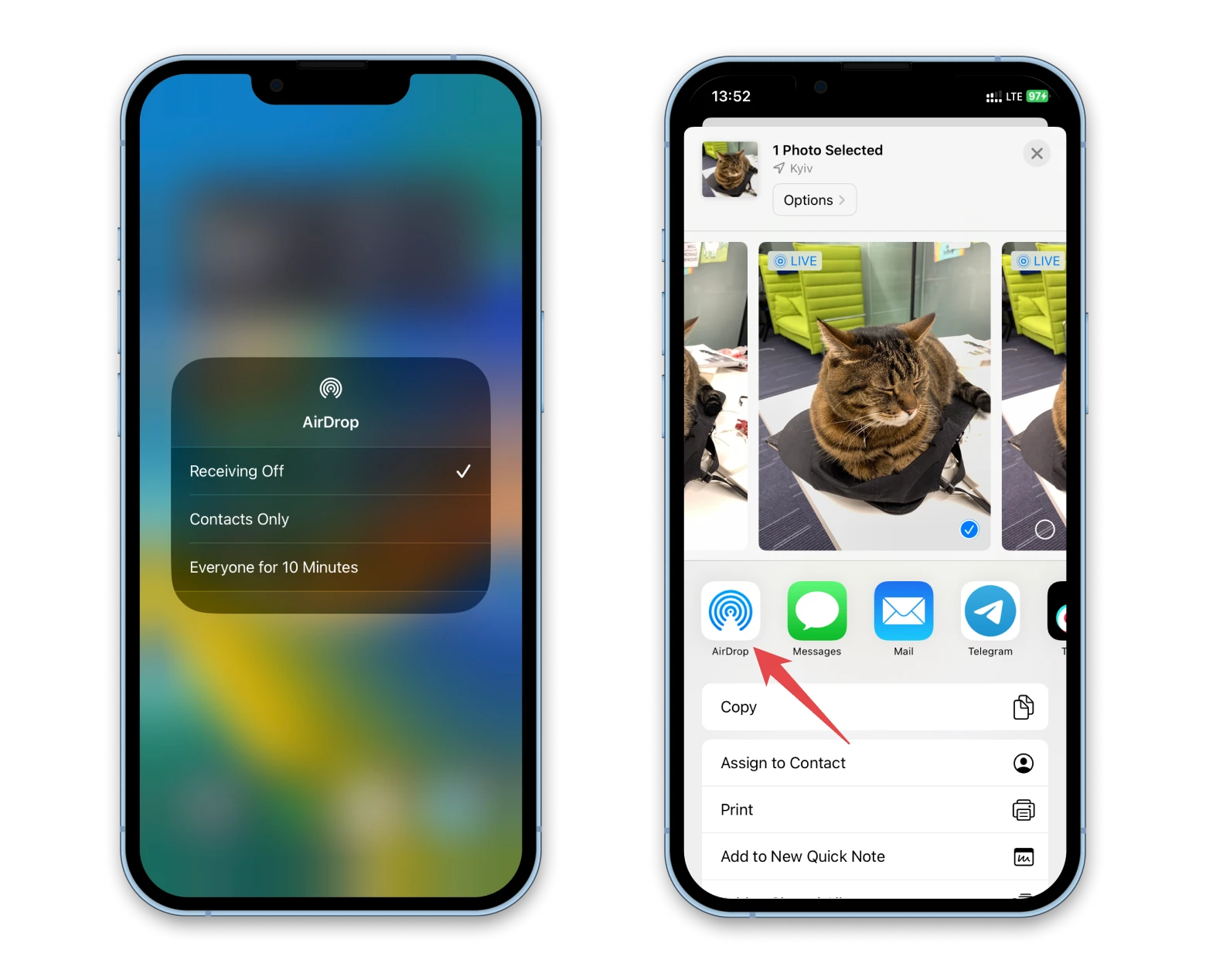 transfer data to new iphone using airdrop