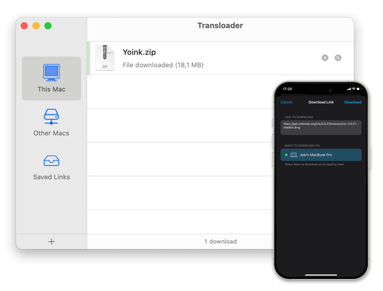 Transloader app to download Mac apps remotely