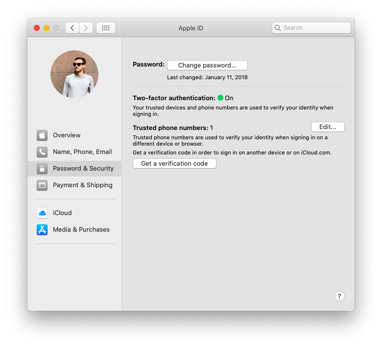 turn on Apple Mac two factor authentication