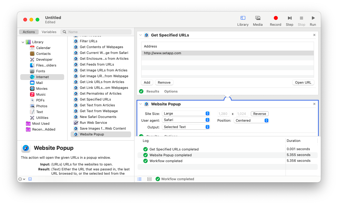 Turn websites to app with Automator