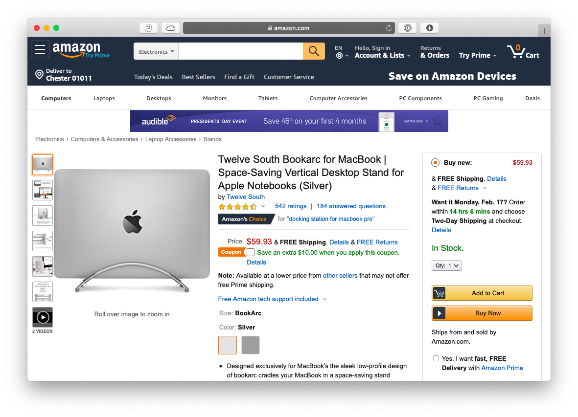 Twelve South BookArc MacBook laptop stand