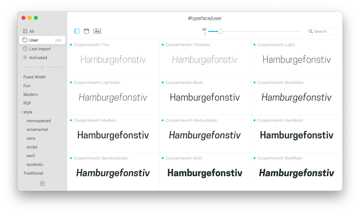 typeface user font library