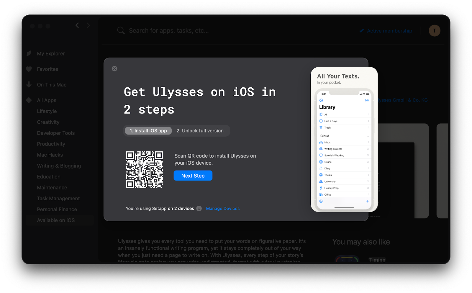 Ulysses for iOS Setapp