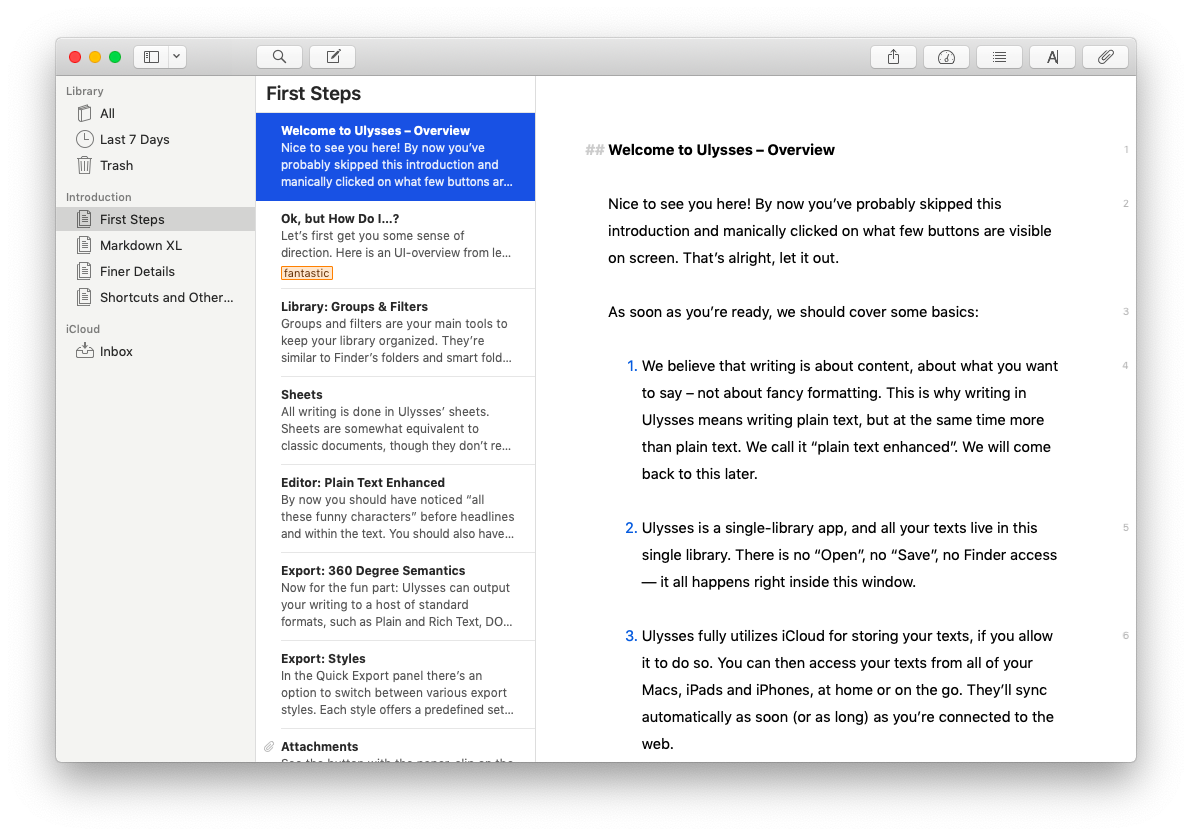 ulysses mac writing app