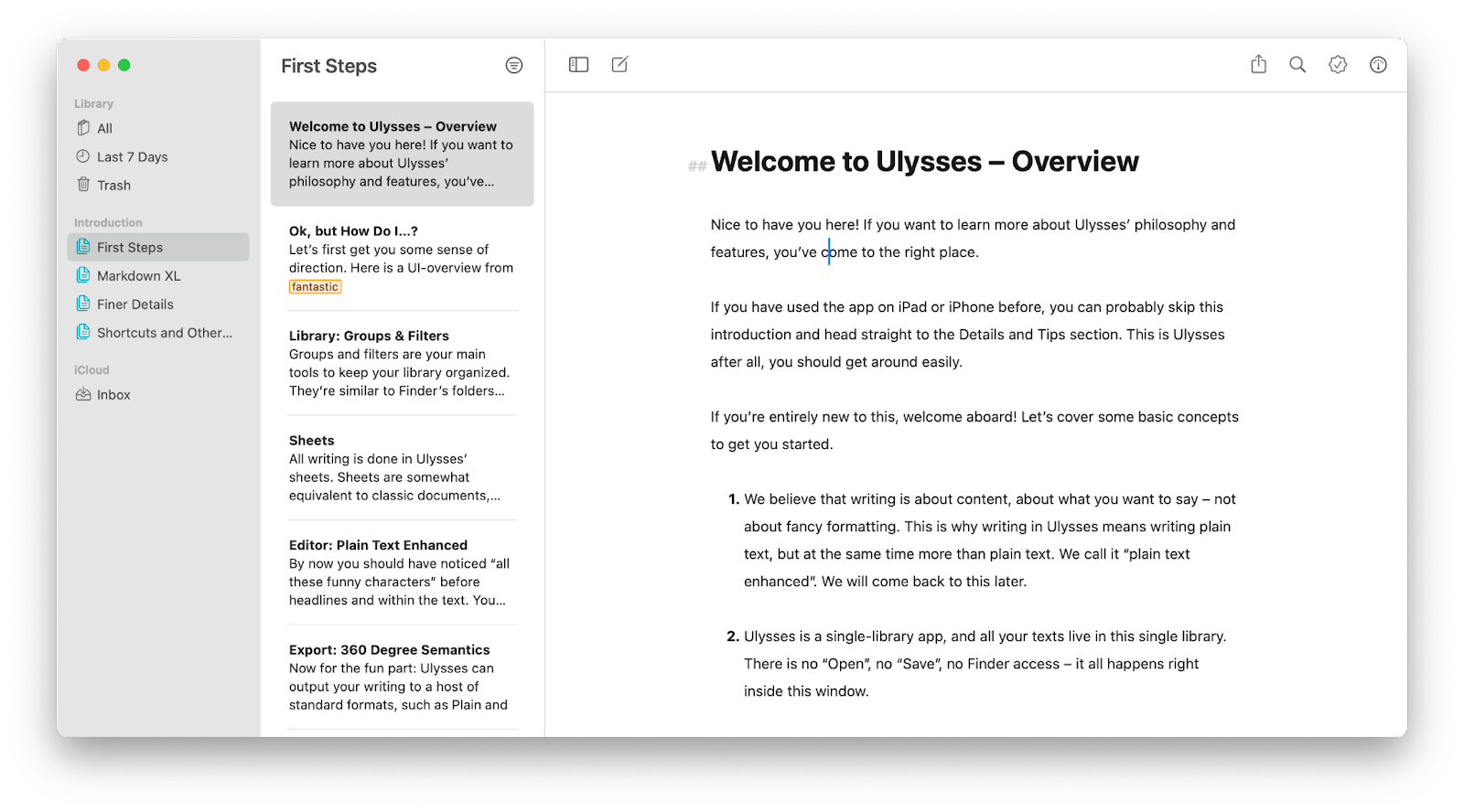 Ulysses syncs texts automatically
