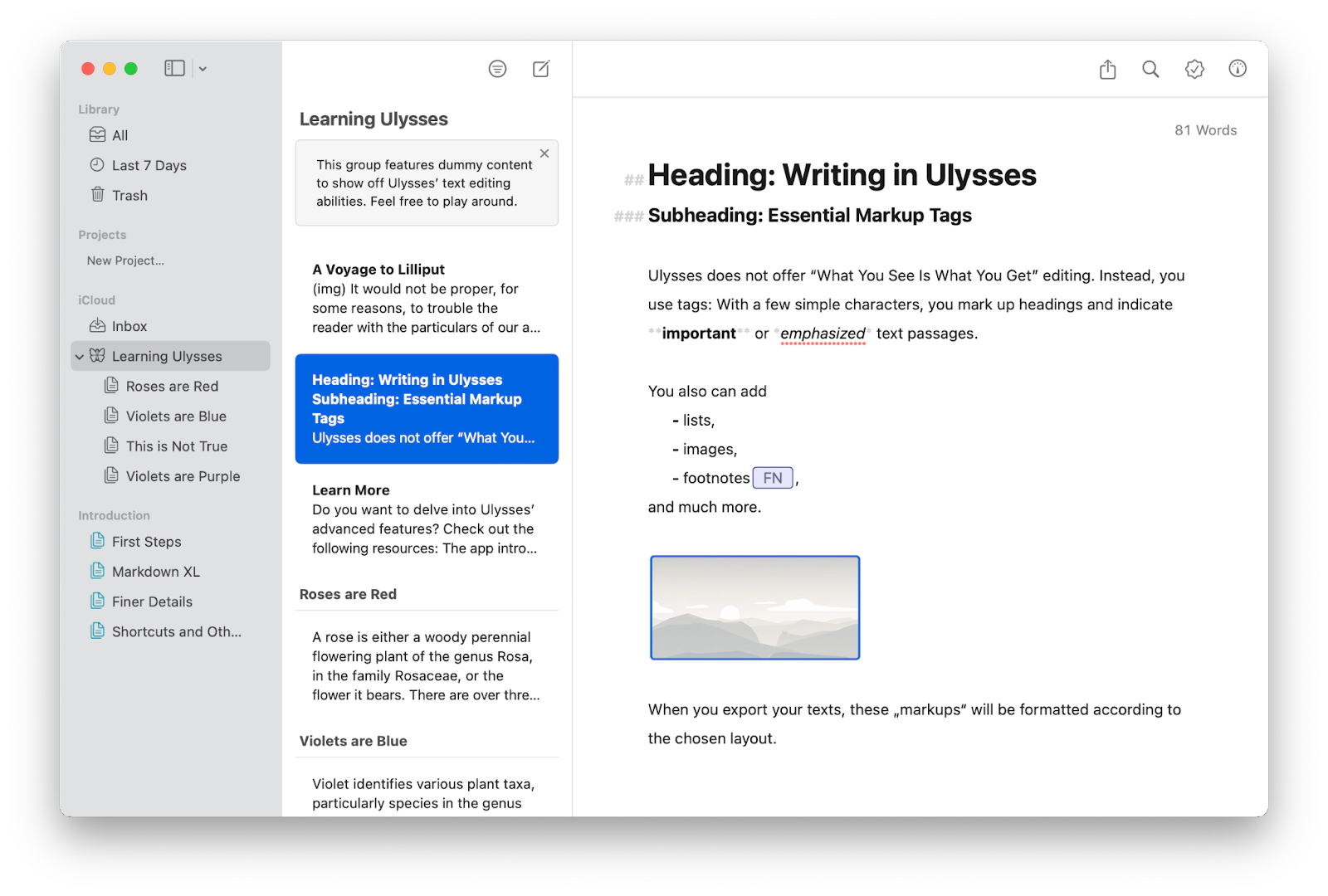 Ulysses writing app