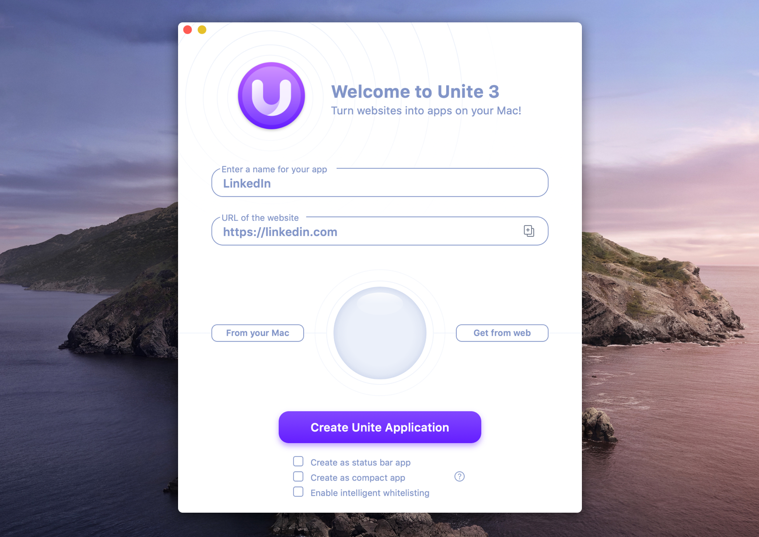 Unite app for Mac LinkedIn setup