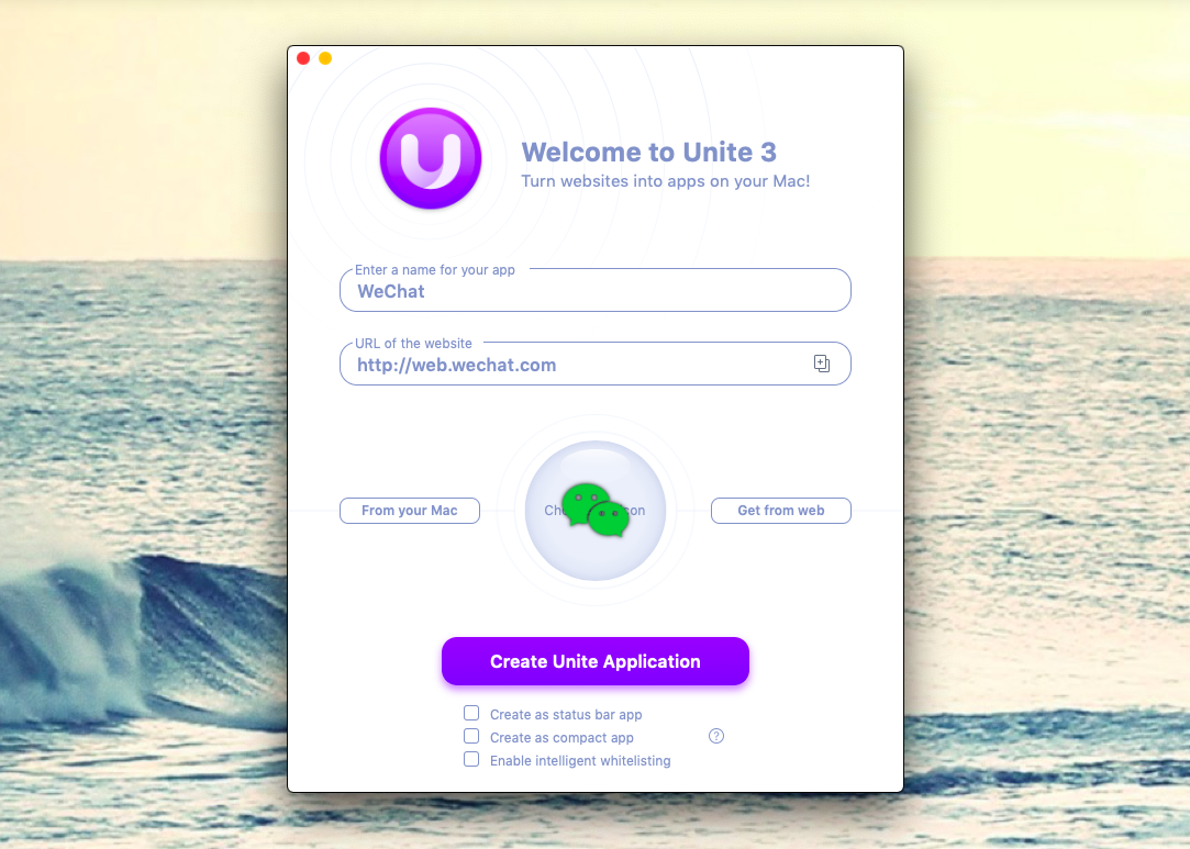 Unite create WeChat app Mac