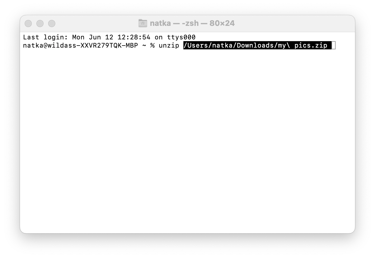 how to zip a file mac terminal