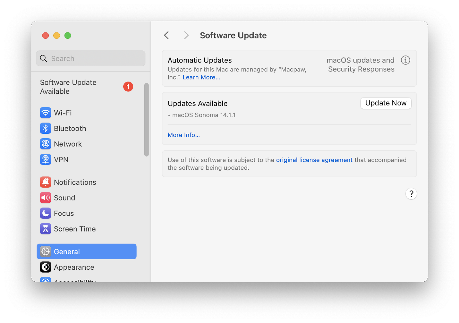 update software on mac