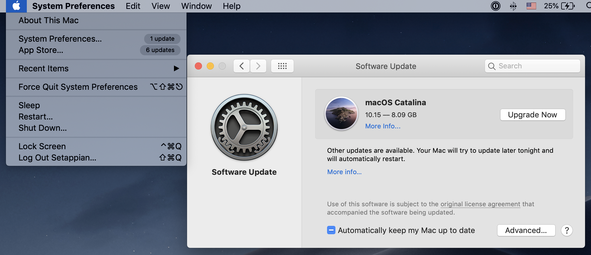 macbook software update not working