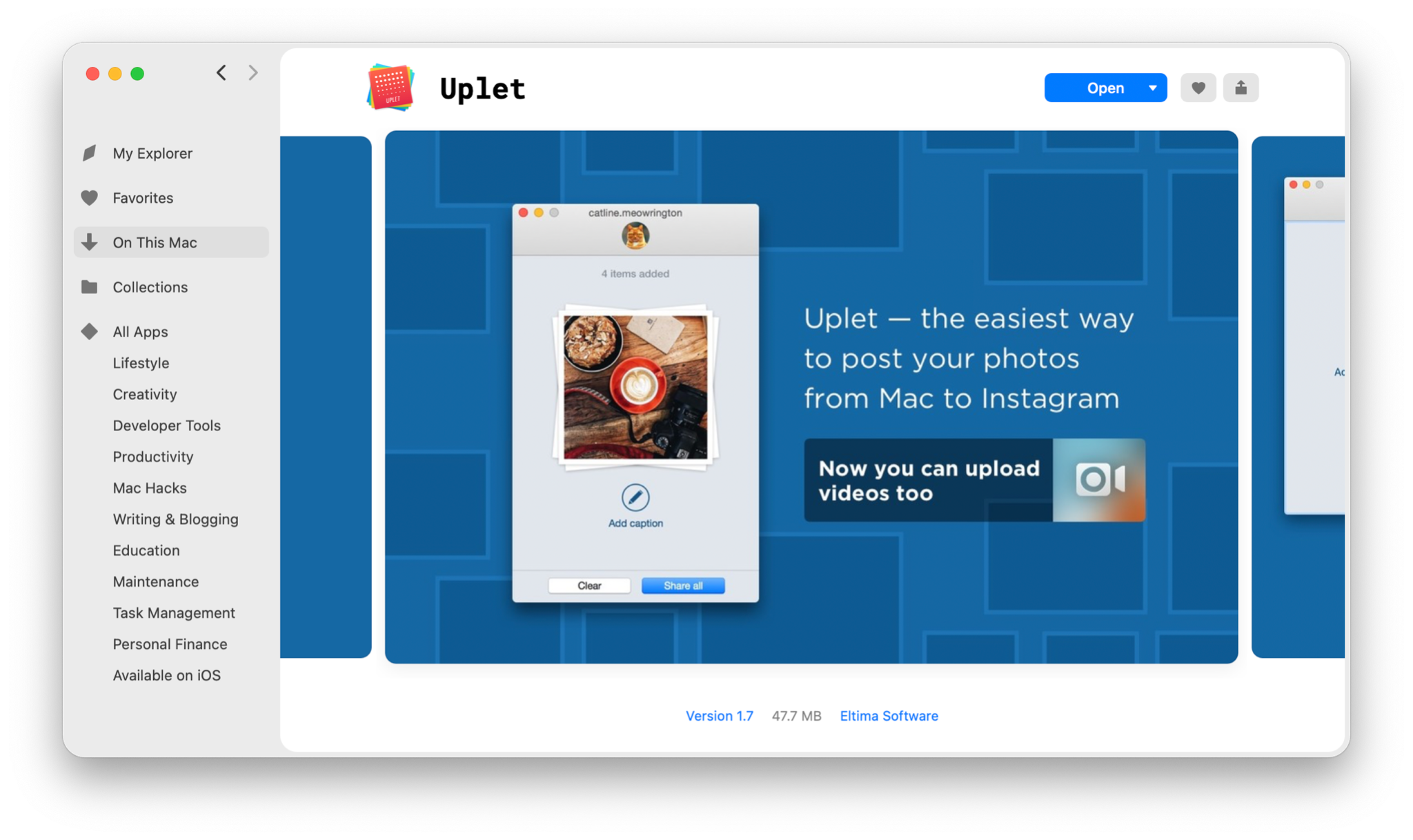 Uplet, the app to post your photos from Mac to Instagram Uplet, the app to post your photos from Mac to Instagram