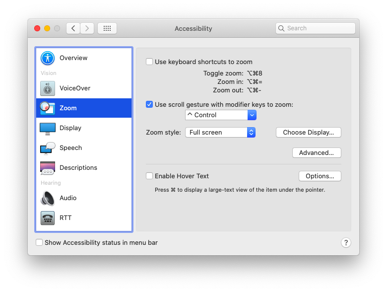 use modifier key to scroll Mac